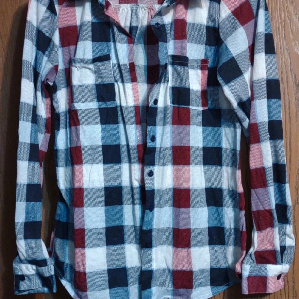 Rue21 Men's Red and Blue Plaid Shirt